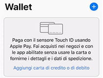 L'aggiunta di una carta di credito o debito su Apple Pay