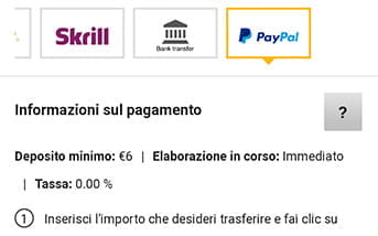 La modalità con cui effettuare un deposito sulla app di Betfair, scegliendo un sistema di pagamento e versando l'importo desiderato