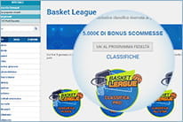 Una lente di ingrandimento evidenzia il programma fedeltà dedicato agli scommettitori della basket league.