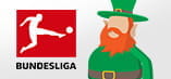 Una persona con un copricapo strano in testa e il logo della Bundesliga