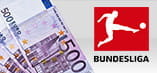 Alcune banconote di diversi tagli e il logo della Bundesliga