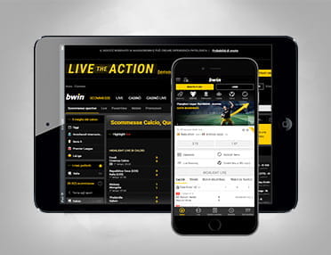 Un iPad e un iPhone Apple che supportano l'app di bwin