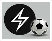 Il simbolo di una saetta dentro un cerchio nero ed un pallone da calcio a fianco.