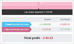 Un betting calculator con le previsioni di vincita alle scommesse in base alle somme investite