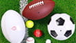 Vari palloni e materiali di sport diversi