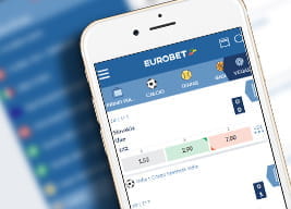 Una visione d'insieme dell'app mobile di Eurobet, così come si presenta su uno smartphone