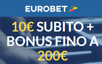 L'aspetto della pagina di benvenuto della app di Eurobet, con l'indicazione delle promozioni in corso e la scelta tra le scommesse sportive e i giochi da casinò