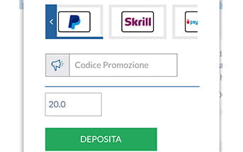 La procedura per effettuare un deposito tramite PayPal sulla app di Eurobet