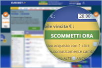 Lo screenshot del riquadro dal quale scommettere su eurobet