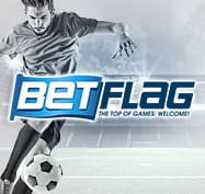 Un calciatore e il logo di BetFlag