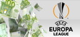 Alcune banconote di diversi tagli e il logo dell'Europa League