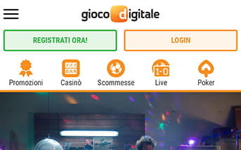 L'aspetto della landing page della app di Gioco Digitale