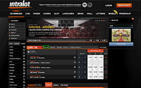 La home page scommesse di Intralot