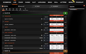 La pagina principale dedicata alle scommesse live di Intralot