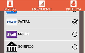 La procedura per effettuare un deposito tramite PayPal sulla app di LeoVegas