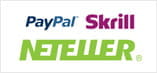 I loghi PayPal, Skrill e Neteller