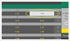 La giocata qualificante di un matched betting con la relativa schedina sulla piattaforma di un bookmaker online