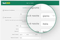 Il form di registrazione sulla piattaforma di un bookmaker online