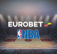 Un campo da basket, il logo della NBA e quello di Eurobet