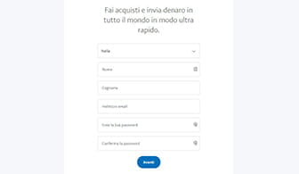 L'inserimento dati personali su PayPal