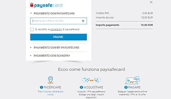 L'inserimento del PIN Paysafecard