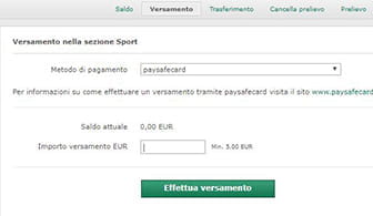 La scelta di Paysafecard come metodo di pagamento scommesse