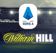 Uno stadio da calcio e il simbolo della Serie A e di William Hill