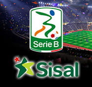 Uno stadio da calcio e il simbolo della Serie B e quello di Sisal