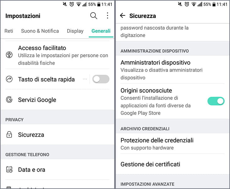 Le impostazioni sulla sicurezza per installare le app scommesse