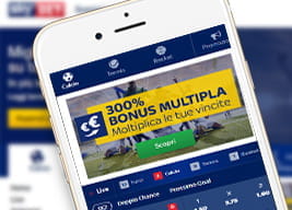 Una visione d'insieme dell'app mobile di Sky Bet, così come si presenta su uno smartphone