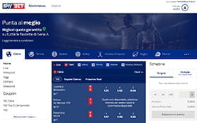 La home page scommesse di Sky Bet