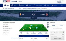 La sezione dedicata al livescore del sito di Sky Bet