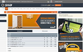 La home page scommesse di SNAI