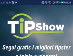 La schermata della app di social betting Tipshow