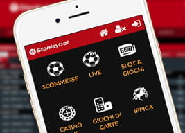 Una visione d'insieme dell'app mobile di Stanleybet così come appare su uno smartphone