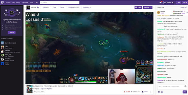 Una diretta streaming di un torneo di eSports su Twitch.