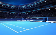 Un campo da tennis in sintetico blu dello US Open