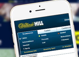 Una visione d'insieme dell'app mobile di William Hill, così come si presenta su uno smartphone