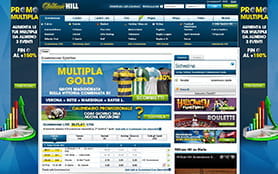 La home page scommesse di William Hill