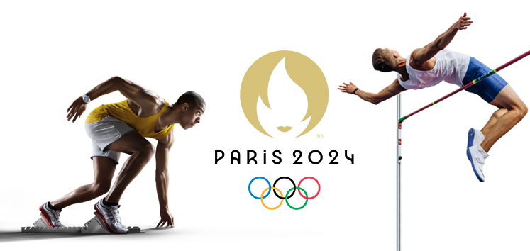olimpiadi parigi 2024 e due atleti in azione