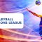 figura di pallavolista sui toni del blu e del viola con logo Volleyball Nations League